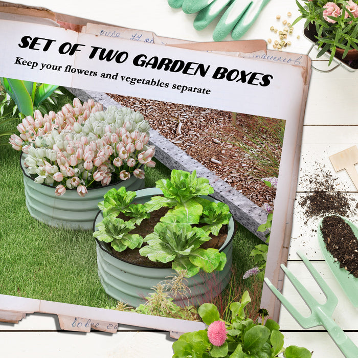 Raised Garden Bed Duo - Metal Planter Boxes with Safety Edging & Easy Assembly - Ideal for Home Gardening & Outdoor Decor