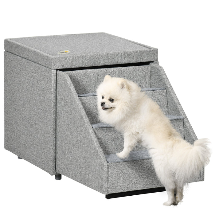 Multi-Purpose Pet Ottoman & 4-Step Ladder - 2-in-1 Dog Steps with Storage for Small to Medium Pets - Ideal for Accessibility & Organization