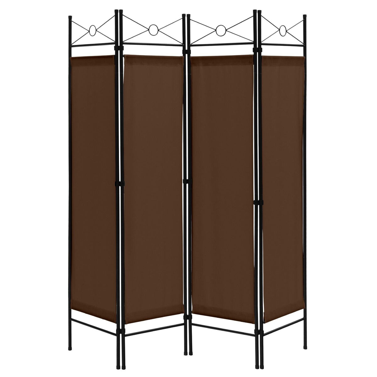 6 Feet 4-Panel Divider - Lightweight Room Separator with Polyester Cloth in Black - Ideal for Space Privacy and Partitioning
