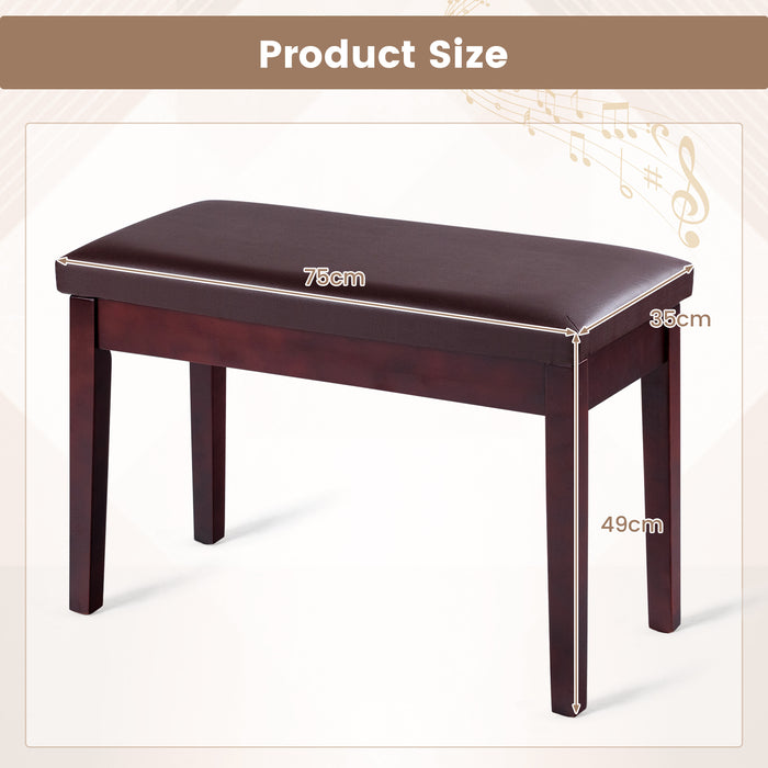 Generic - Padded Piano Bench Featuring Dual Utility as Storage Box, Brown - Perfect for Musicians Requiring Additional Storage Space for Sheet Music or Equipment.