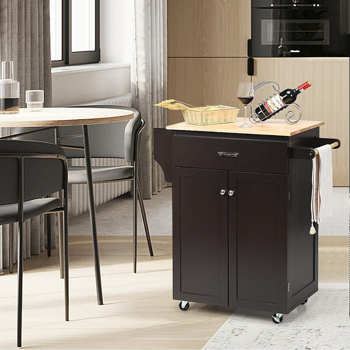 Kitchen Trolley Cart, Model 2-Door - Brown Cart with Drawer and Spice Rack - Ideal for Space Saving Kitchen Organization
