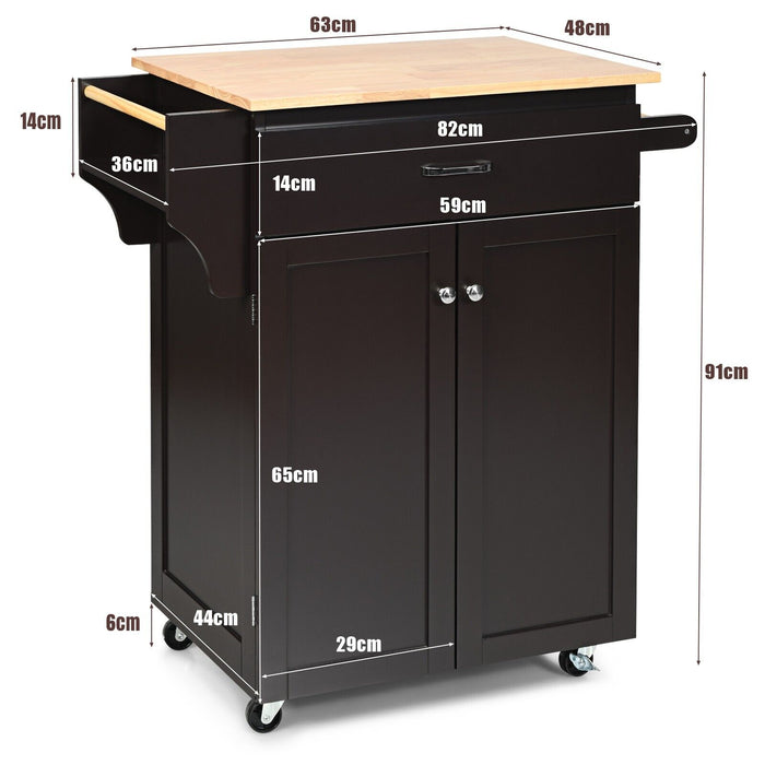 Kitchen Trolley Cart, Model 2-Door - Brown Cart with Drawer and Spice Rack - Ideal for Space Saving Kitchen Organization