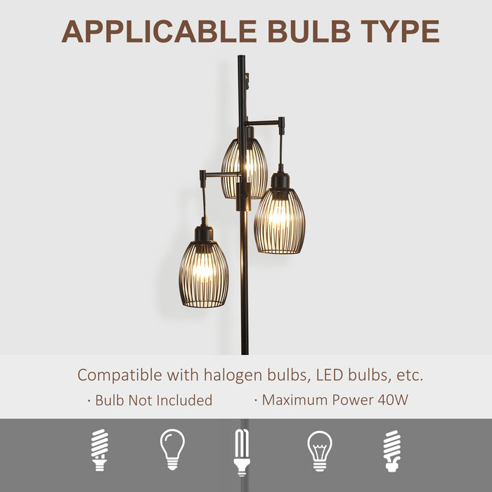 Industrial Metal Floor Lamp with 3 Dimmable Lights - Adjustable Metal Shades, Perfect for Living Room, Bedroom, Dining, Study - Stylish Lighting for Any Room