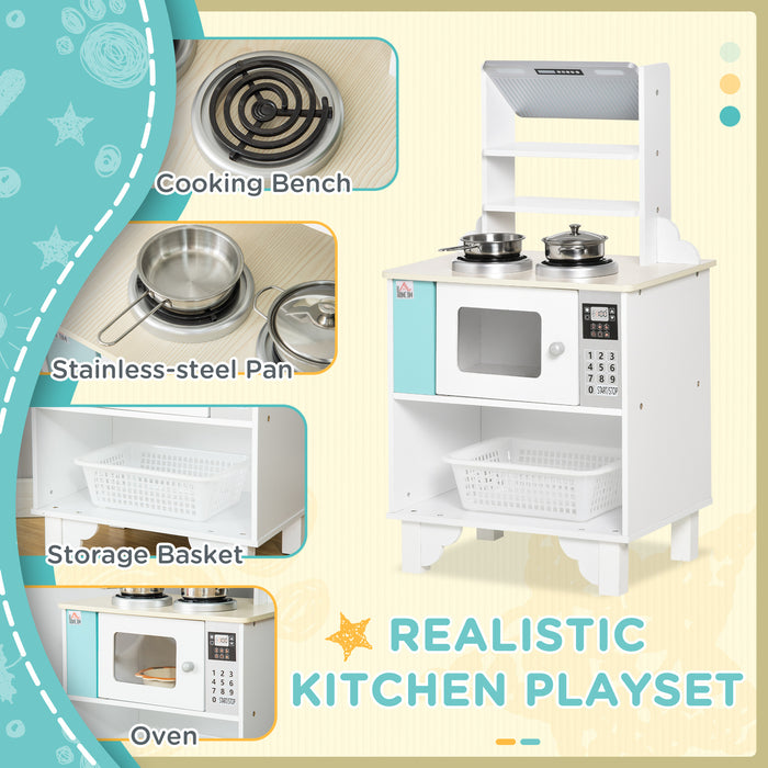 Educational Kids Cooking Playset - Wooden Toy Kitchen with Role-Playing Accessories and Storage - Creative Fun for Young Chefs and Imaginative Play