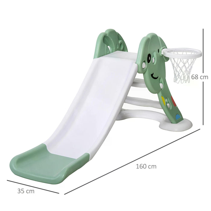 Toddler Climber and Slide Combo with Basketball Hoop - Freestanding Playground Set for Kids, 2-6 Years - Indoor & Outdoor Fun, Easy Assembly, Green