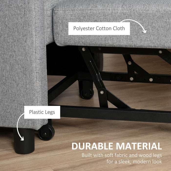 3-In-1 Convertible Chair Bed - Sleeper Chair with Adjustable Backrest, Pillow, and Footrest in Grey - Versatile Furniture for Living Room Spaces