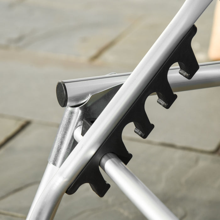 Foldable Reclining Sun Lounger with Pillow - 4-Level Adjustable Back, Aluminium Frame, Portable Outdoor Lounge Chair - Ideal for Camping, Relaxing in Garden and Patio Use