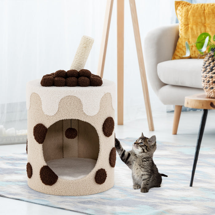 Bubble Tea Brand - Cat Tree Tower with Scratching Post in Coffee Color - Perfect for Cat Claw Health and Exercise