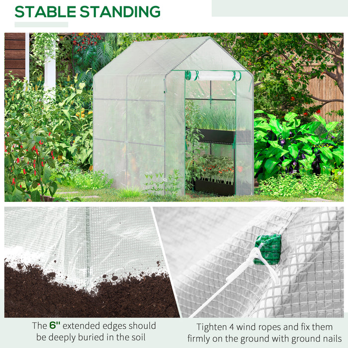 Polytunnel Steeple Grow House - Walk-in Garden Greenhouse with Shelves, 186x120x190 cm - Ideal for Plant Protection & Extended Growing Season