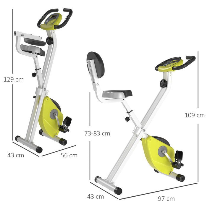 Stationary Cycling Bike with Steel Frame - Manual Resistance, LCD Display, Yellow Finish - Ideal for Indoor Fitness and Cardio Workout
