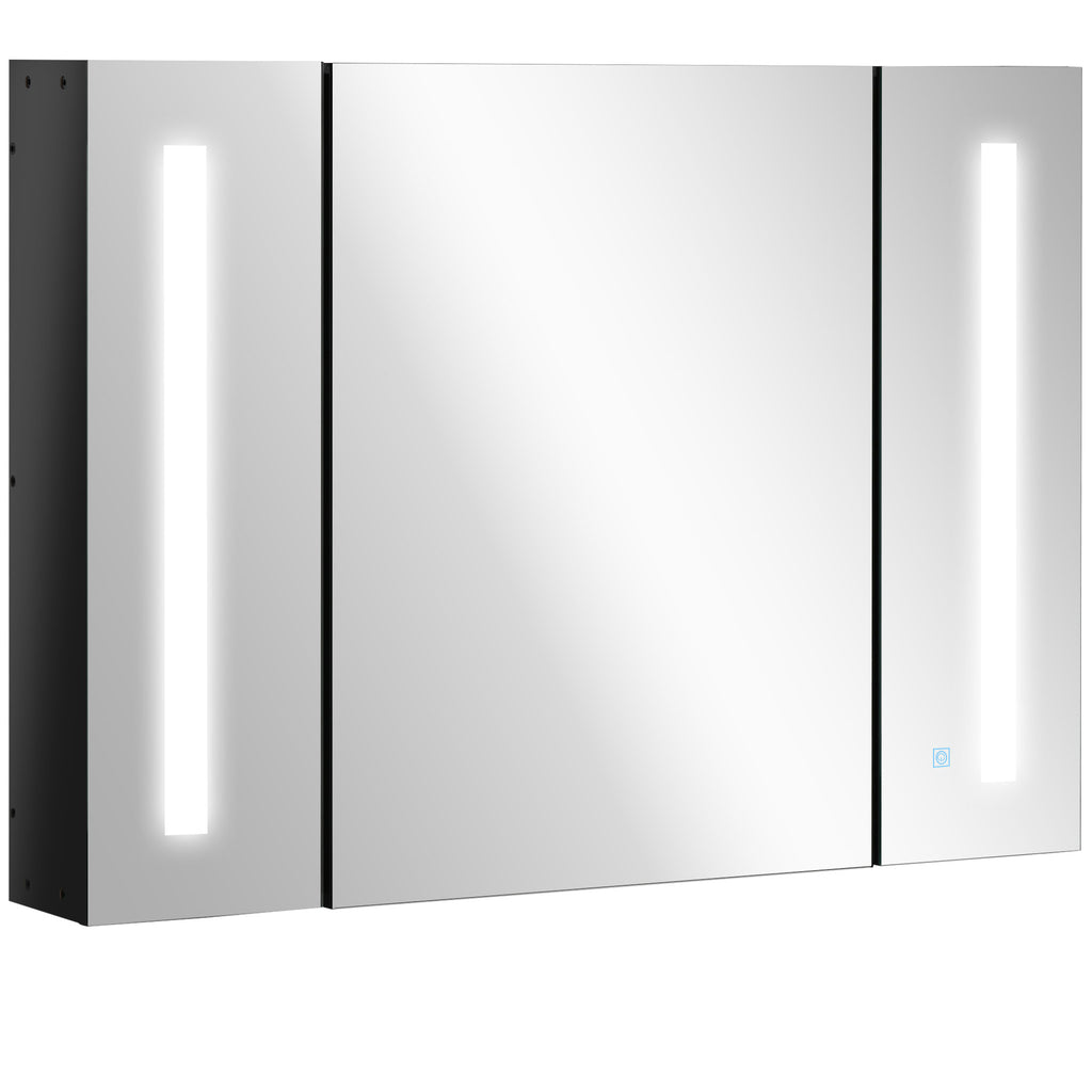 Luxury LED Illuminated Bathroom Cabinet - Wall-Mounted, Dimmable, 3-Door Mirror Storage Organizer with Adjustable Shelves - Ideal for Grooming and Decluttering Spaces