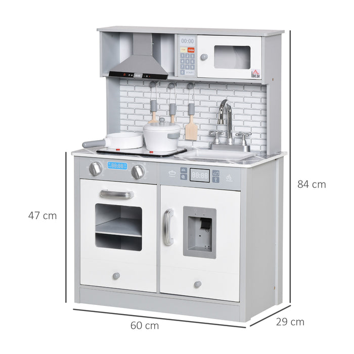 Educational Kids Cooking Playset with Sound & Light Effects - Realistic Battery Operated Cooktop & Ice Machine for Pretend Play - Interactive Role-Playing Game for Children