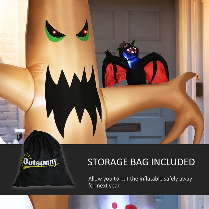 8ft Inflatable Halloween Ghost Tree with Tombstone - White Ghost Decor, LED Lit Blow-Up Outdoor Display - Quick Setup for Spooky Yard Ambiance