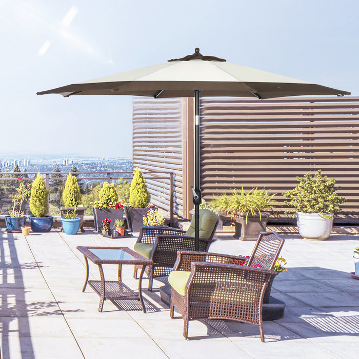 2.7m Garden Parasol Umbrella with Tilt and Crank - 8 Metal Ribs, UV Protection Sunshade for Outdoor Use - Ideal for Garden, Patio, Beach, and Yard Relaxation