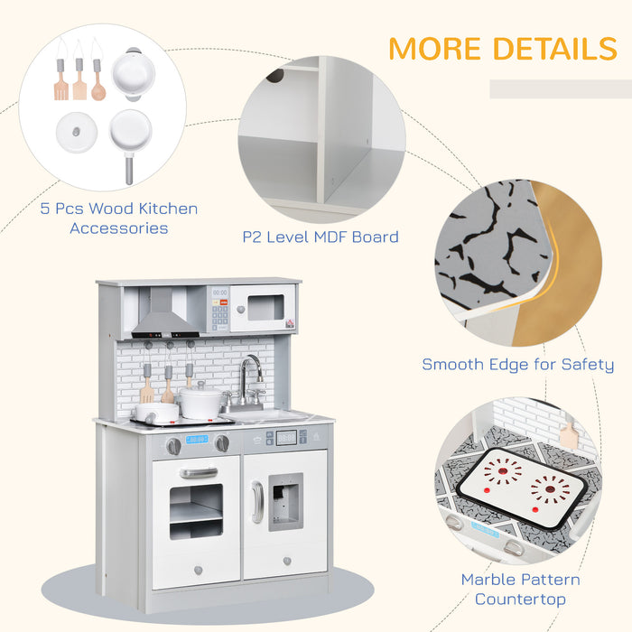 Educational Kids Cooking Playset with Sound & Light Effects - Realistic Battery Operated Cooktop & Ice Machine for Pretend Play - Interactive Role-Playing Game for Children