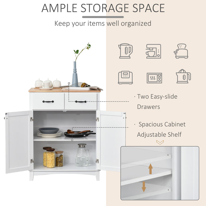 Wooden Kitchen Cupboard with Modern Design - Tableware and Storage Cabinet with 2 Organizing Drawers - Ideal for Dining and Living Pantry Room Essentials