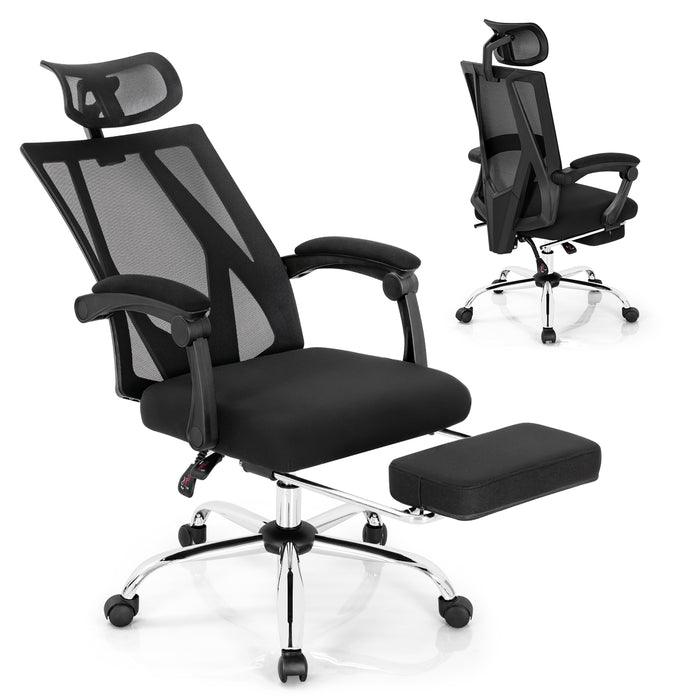 Ergonomic Office Chair - Recliner Mesh Design with Retractable Footrest - Perfect for Corporate Environment and Comfort Oriented Home Offices