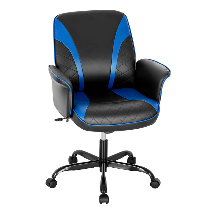 Ergonomic Office Chair - Adjustable Height, Comfortable Computer Desk Seat in Blue - Ideal for Prolonged Work Sessions