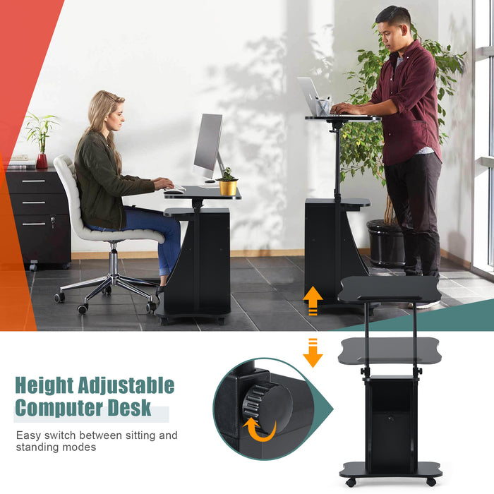 Mobile Desk Express - Portable Laptop Table with Variable Height Feature and Integrated Storage Unit - Perfect for Teleworkers & Home Office Needs