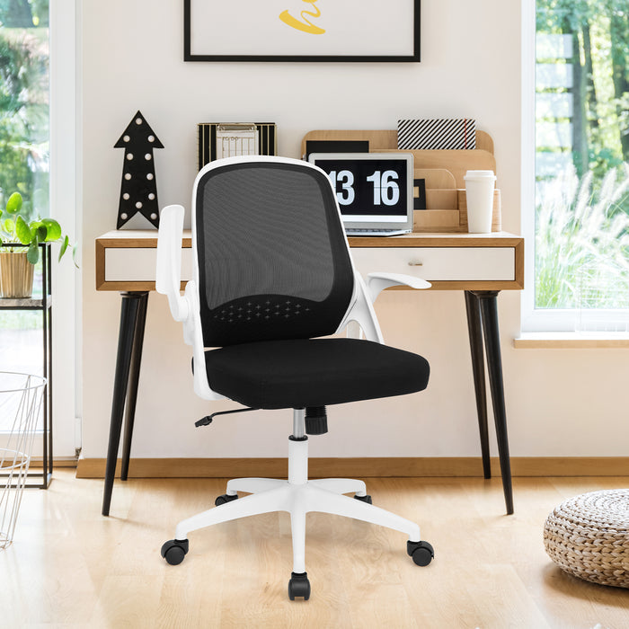 Swivel Rolling Mesh Office Chair - Adjustable Height, Ergonomic Mid-Back, Black - Ideal for Office Workers Seeking Comfort and Mobility