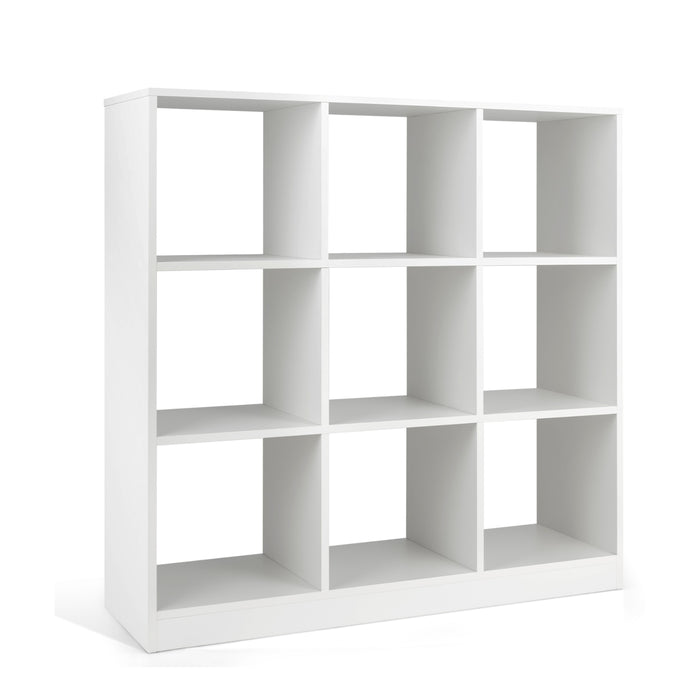 9 Cube Bookcase - Anti-toppling Safe Design, White Finish - Ideal for Kids Playroom and Living Room Decor