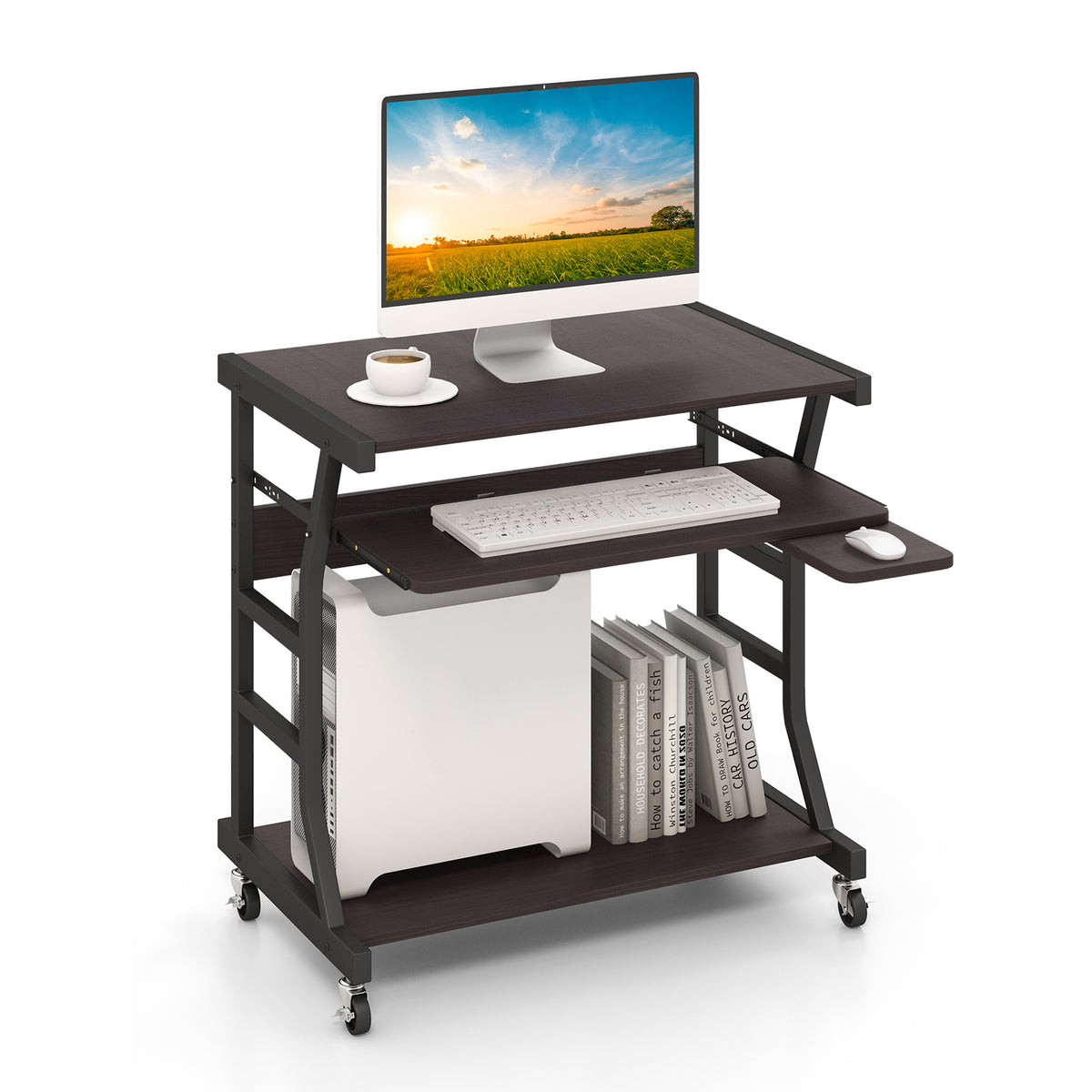 Compact Mobile Computer Desk with Pull-out Keyboard Tray — Shopsta UK