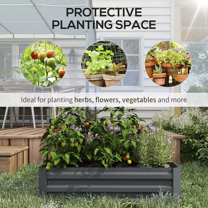291L Raised Garden Bed Twin-Pack - Elevated Galvanised Planter Box for Flowers and Herbs, 100x100x30cm, Dark Grey - Ideal for Urban Gardeners & Small Outdoor Spaces