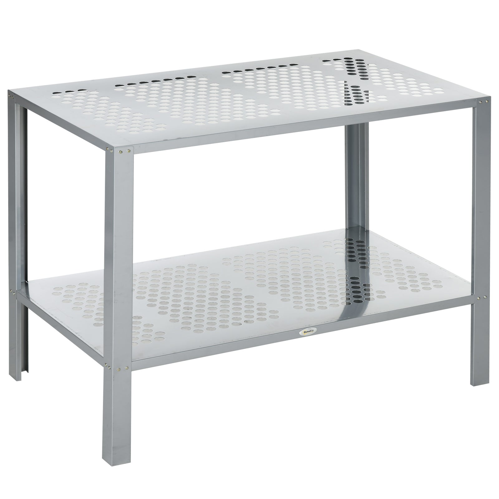 2-Tier Steel Frame Plant Stand - Corner Flower Rack with Mesh Shelves for Indoor/Outdoor Use - Space-Saving Organizer for Gardeners & Home Decor Enthusiasts