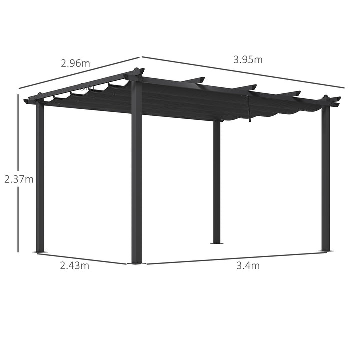 Aluminium Pergola 3x4m with Retractable Roof - Versatile Outdoor Canopy Sun Shade, Grill and Patio Shelter - Ideal for Decks and Gardens