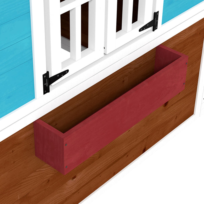 Wooden Playhouse for Kids - Interactive Features with Doors, Windows, & Plant Pots - Ideal for Children Aged 3-8 Years, Dark Brown