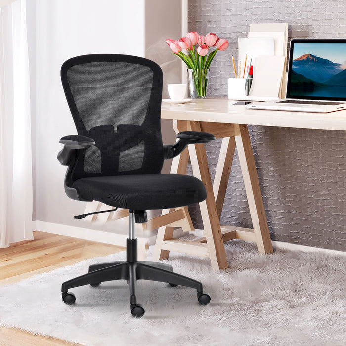 Ergonomic Mesh Swivel Chair - Adjustable Task Desk Chair with Lumbar Support and Flip-Up Arms - Ideal for Home Office Comfort and Productivity