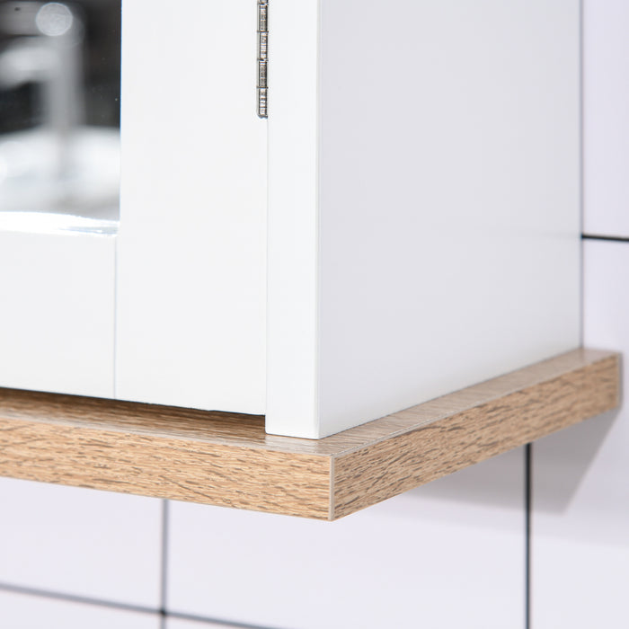 Wall-Mounted Bathroom Mirror Cabinet with Double Doors - Adjustable Shelf Storage Cupboard - Space-Saving Organizer for Restroom Essentials