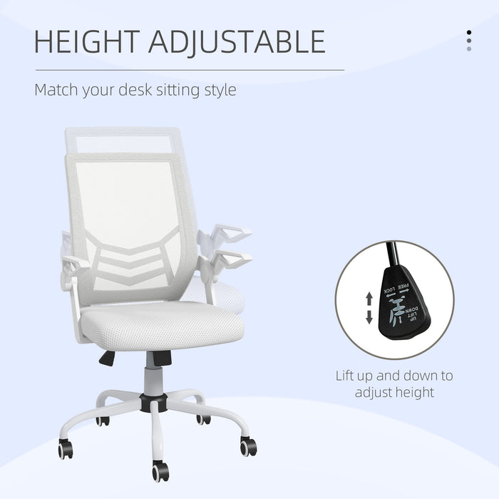 Ergonomic Mesh Office Chair with Flip-up Armrests - Lumbar Support & Swivel Wheels for Comfortable Seating - Ideal for Home Office & Desk Work