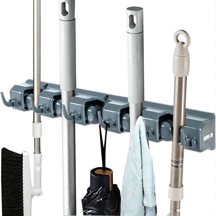 Wall-Mounted Storage Solution - Broom Holder Equipped with 6 Expansion Screws - Ideal Space Saver for Organizing Cleaning Tools