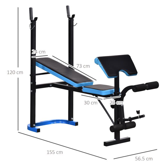 Multi-Purpose Adjustable Weight Bench with Leg Developer and Barbell Rack - Home Gym Lifting and Strength Training Station - Ideal for Full-Body Fitness and Weightlifting Enthusiasts