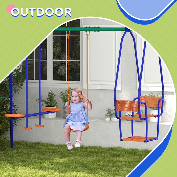 Metal Trio Playset - Swing, Glider, and Rocking Chair for Children in Vibrant Orange - Fun Outdoor Activities for Kids