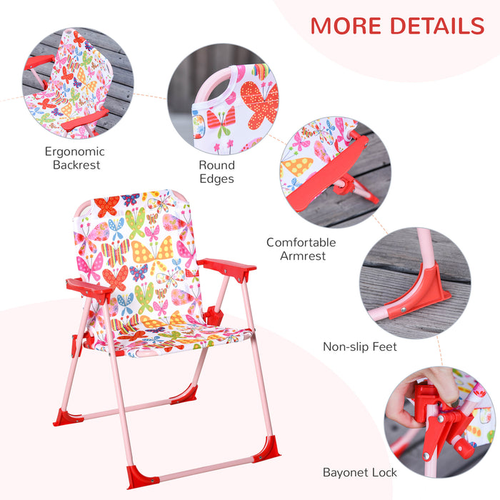 Colorful Striped Kids Picnic Set with Folding Table and Chairs - Durable Outdoor Play Furniture - Includes Matching Parasol for Sun Protection