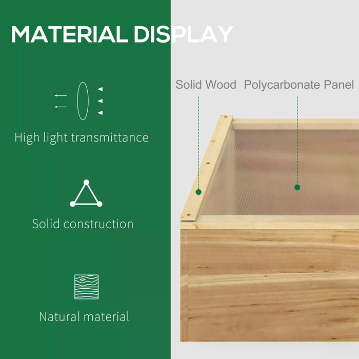 Natural Wooden Cold Frame - Polycarbonate Panel Grow House for Garden Enthusiasts - Protects Flowers, Vegetables & Plants Against Harsh Weather