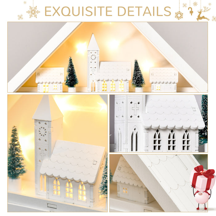 Light Up Christmas Advent Calendar - Wooden Village House with Countdown Drawers - Festive Holiday Decor for Kids and Adults