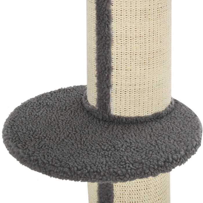 Cat Tree with Sisal Scratching Post - 81cm Kitten Activity Center with Climbing Frame & Large Platform - Cozy Lamb Cashmere Perch for Cats, Grey