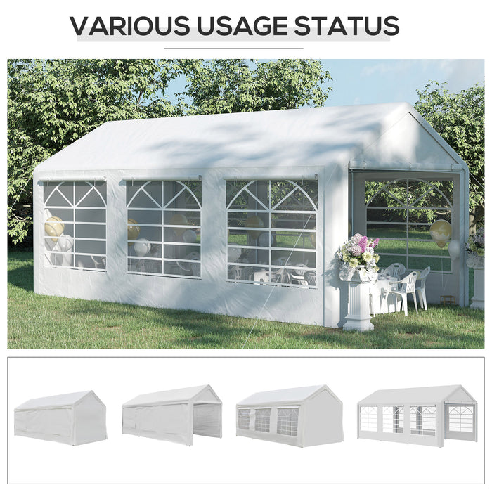 Garden Gazebo Marquee Party Tent - Waterproof Outdoor Shelter with Heavy Duty Steel Frame, 6m x 3m - Ideal for Weddings, Gatherings, Car Protection