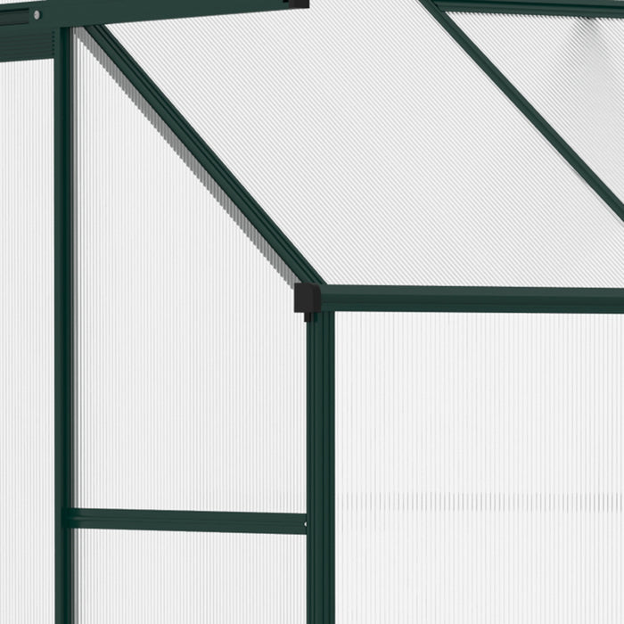 Heavy Duty Aluminium Walk-In Greenhouse - Polycarbonate Panels with Roof Vent, Green, 192x127x220 cm - Ideal for Plants, Herbs & Vegetables Gardening Enthusiasts