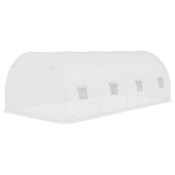 Winter Garden Plant PE Replacement Cover - Greenhouse with Roll-Up Windows and Door, 6x3x2m in White - Ideal for Protecting Plants in Cold Weather