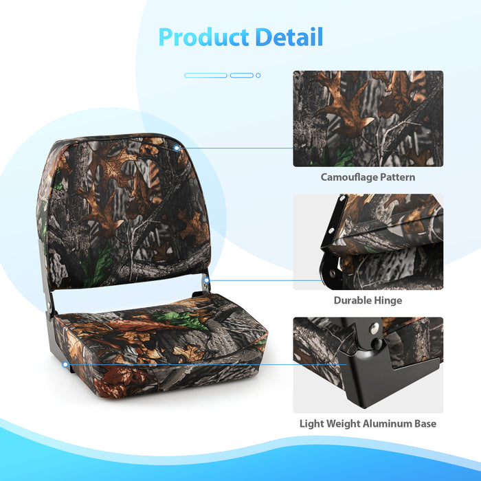 Folding Boat Seat Set - 2-Piece with Sponge Padding in Camouflage Design - Perfect for Comfortable, Outdoor Water Adventures