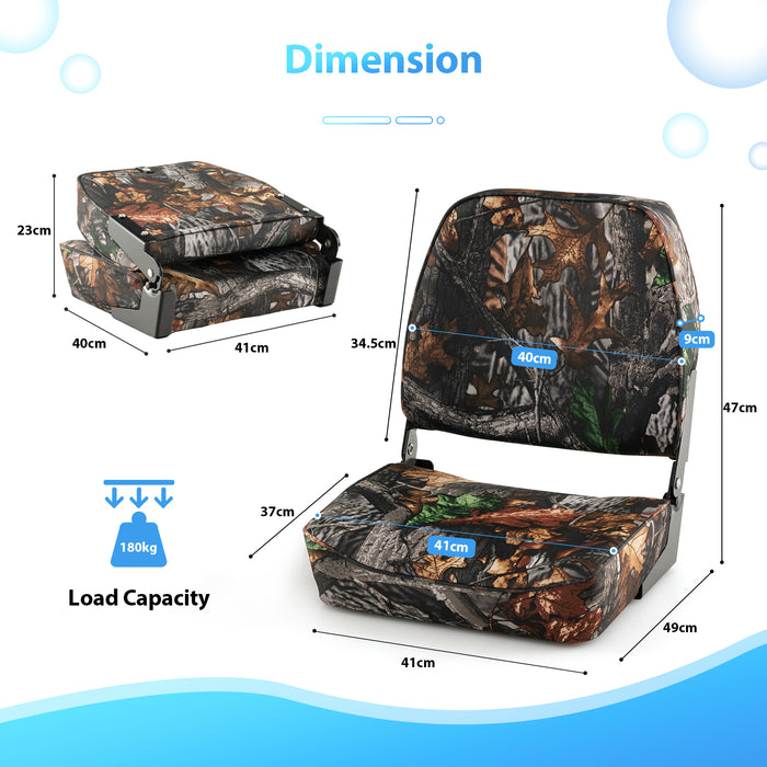 Folding Boat Seat Set - 2-Piece with Sponge Padding in Camouflage Design - Perfect for Comfortable, Outdoor Water Adventures