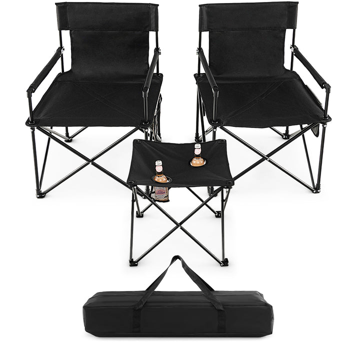 Deluxe Camping Gear - Outdoor Folding Chairs and Table Set - Perfect for Campers and Outdoor Enthusiasts