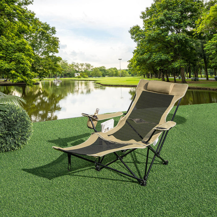 Camping Lounge Chair - Detachable Footrest, Portable Seating Solution - Ideal for Outdoor Activities and Convenience