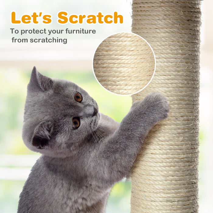 Cat Tree Condo - Dark Grey with Scratching Poles and Board - Ideal for Cats' Play and Claw Health Maintenance