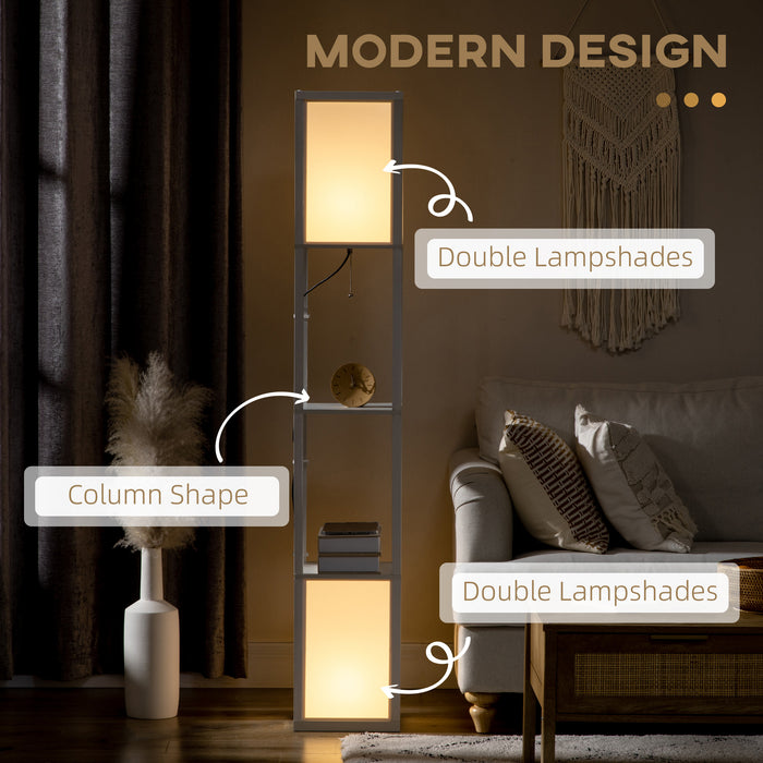 Modern Dual Ambient Light Shelf Floor Lamp - 156cm Standing Lighting for Living Room and Bedroom - Ideal for Cozy Illumination and Storage