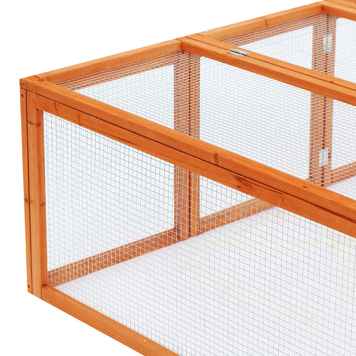 Outdoor Wooden Rabbit Hutch - Guinea Pig Cage with Wire Mesh Safety Run - Spacious Bunny Play Space 181x100x48cm for Pet Comfort and Security